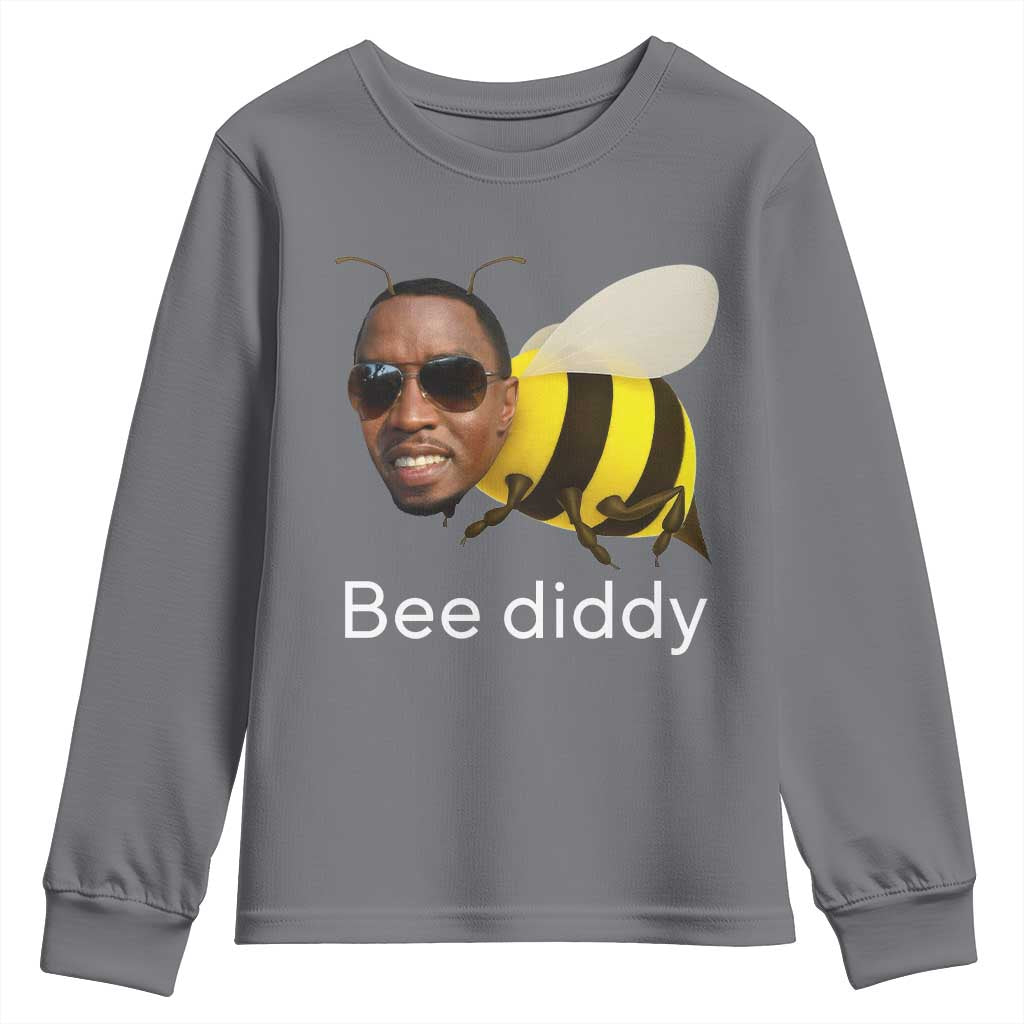 Bee Diddy Youth Sweatshirt Funny Weirdcore Dark Humor Internet Memes Gen-Z TS10 Charcoal Print Your Wear
