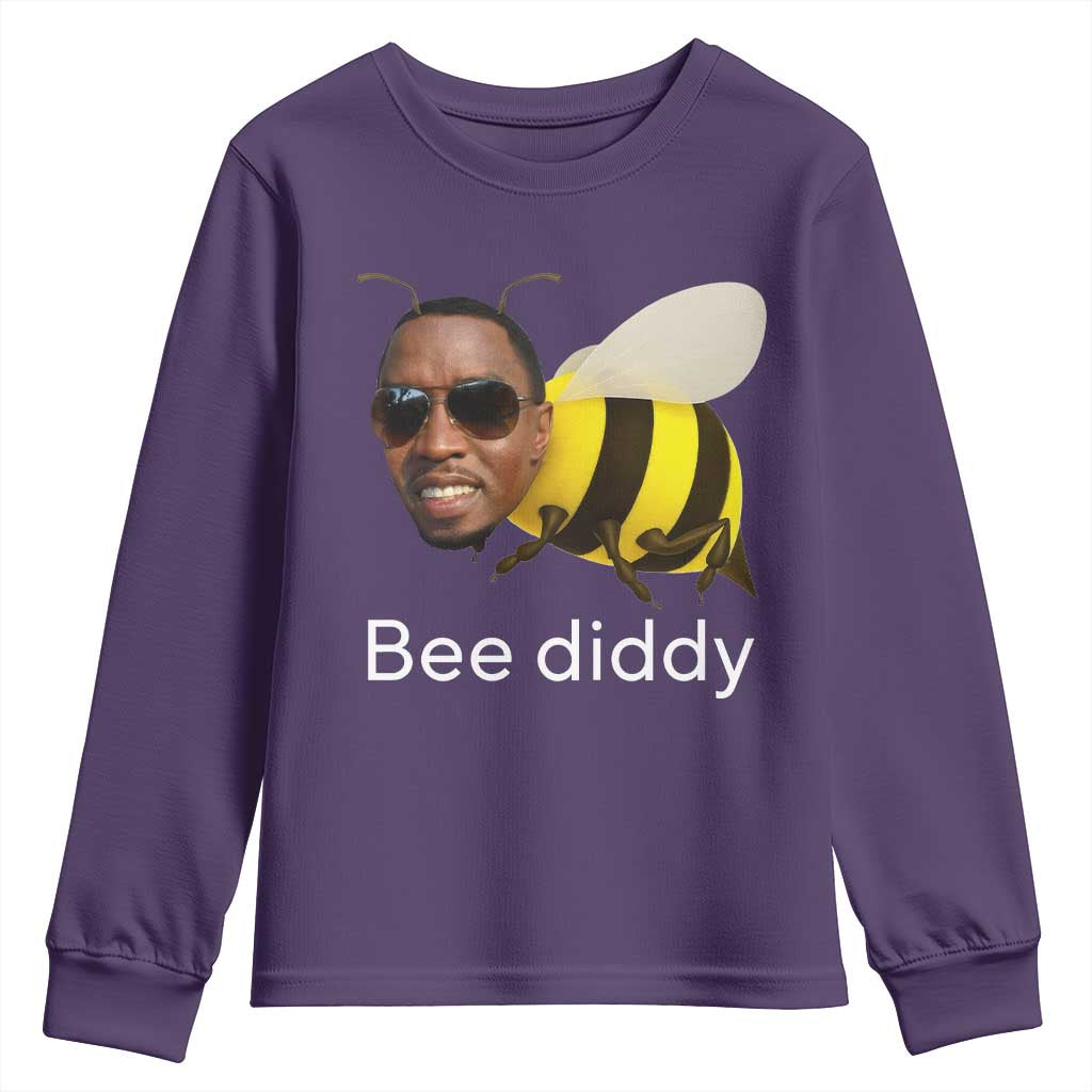 Bee Diddy Youth Sweatshirt Funny Weirdcore Dark Humor Internet Memes Gen-Z TS10 Purple Print Your Wear