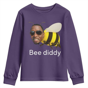 Bee Diddy Youth Sweatshirt Funny Weirdcore Dark Humor Internet Memes Gen-Z TS10 Purple Print Your Wear