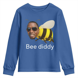 Bee Diddy Youth Sweatshirt Funny Weirdcore Dark Humor Internet Memes Gen-Z TS10 Royal Blue Print Your Wear