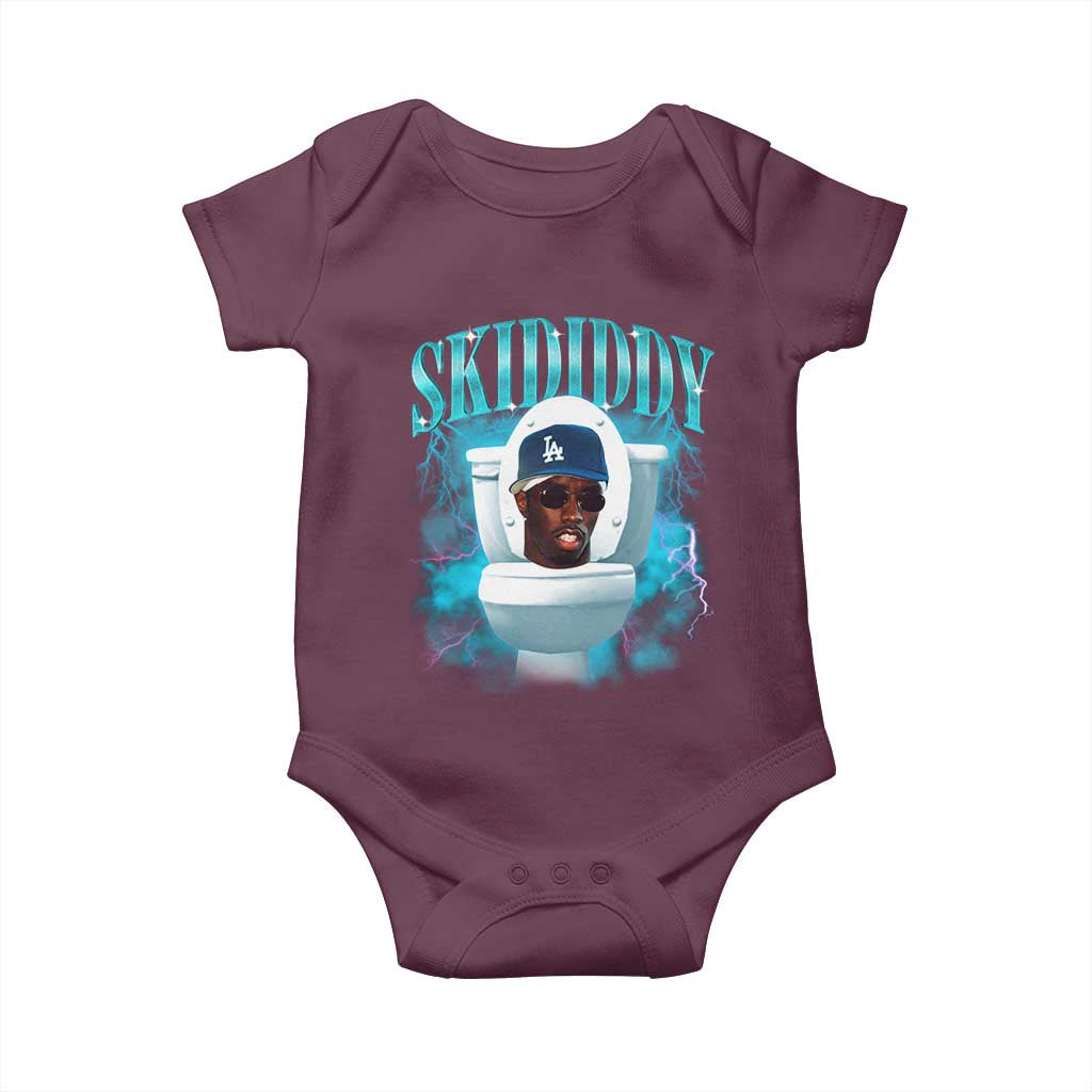 Funny Diddy Baby Onesie Diddy Skibidi Toilet Bootleg Meme TS10 Maroon Print Your Wear