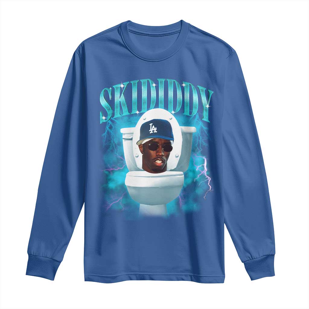 Funny Diddy Long Sleeve Shirt Diddy Skibidi Toilet Bootleg Meme TS10 Royal Blue Print Your Wear