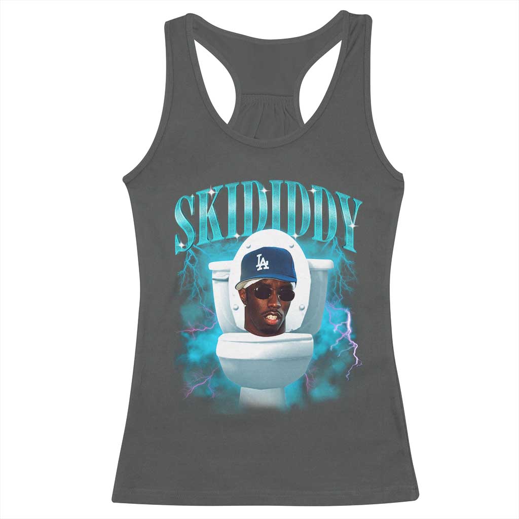 Funny Diddy Racerback Tank Top Diddy Skibidi Toilet Bootleg Meme TS10 Dark Heather Print Your Wear