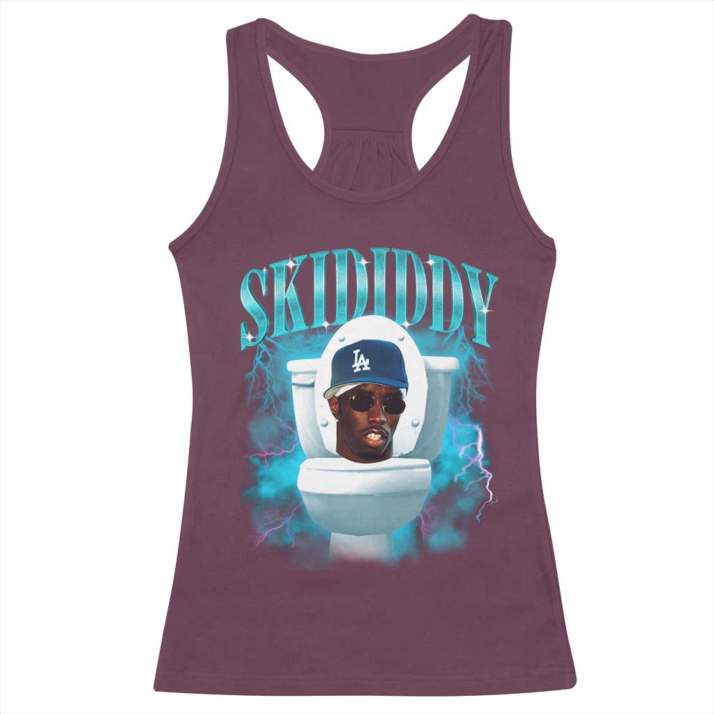 Funny Diddy Racerback Tank Top Diddy Skibidi Toilet Bootleg Meme TS10 Maroon Print Your Wear