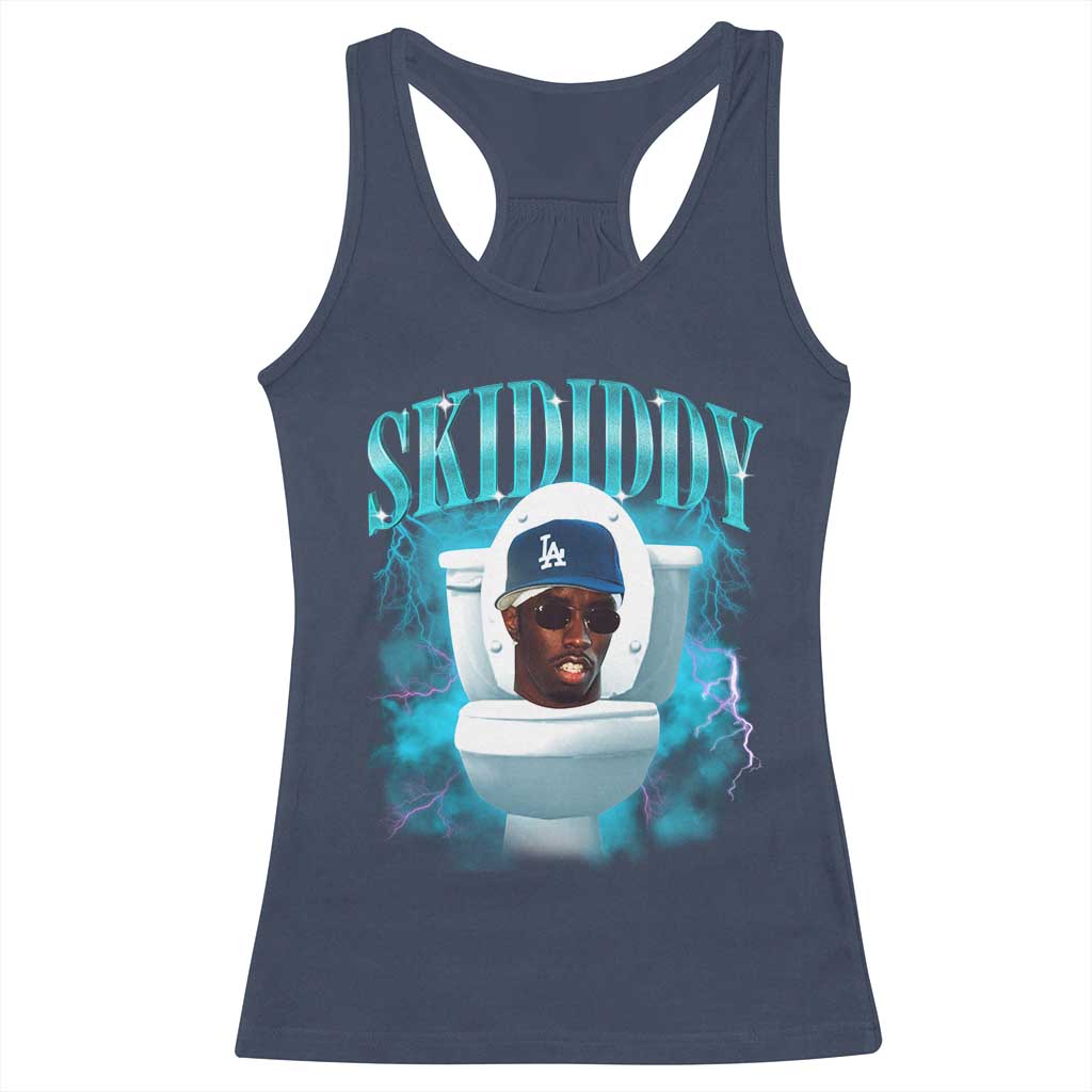 Funny Diddy Racerback Tank Top Diddy Skibidi Toilet Bootleg Meme TS10 Navy Print Your Wear