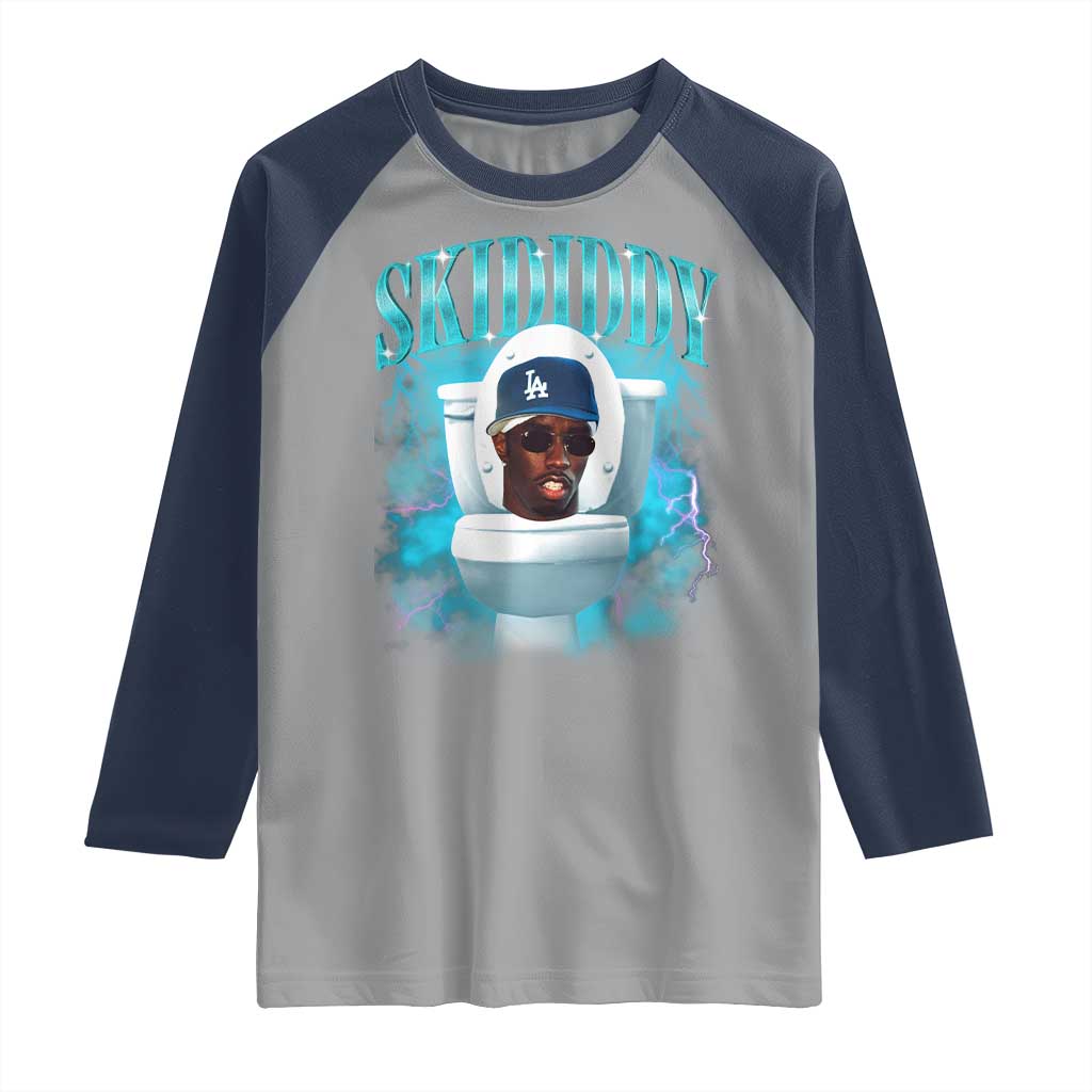 Funny Diddy Raglan Shirt Diddy Skibidi Toilet Bootleg Meme TS10 Sport Gray Navy Print Your Wear