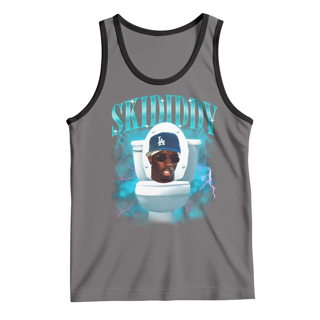 Funny Diddy Tank Top Diddy Skibidi Toilet Bootleg Meme TS10 Deep Heather Black Print Your Wear