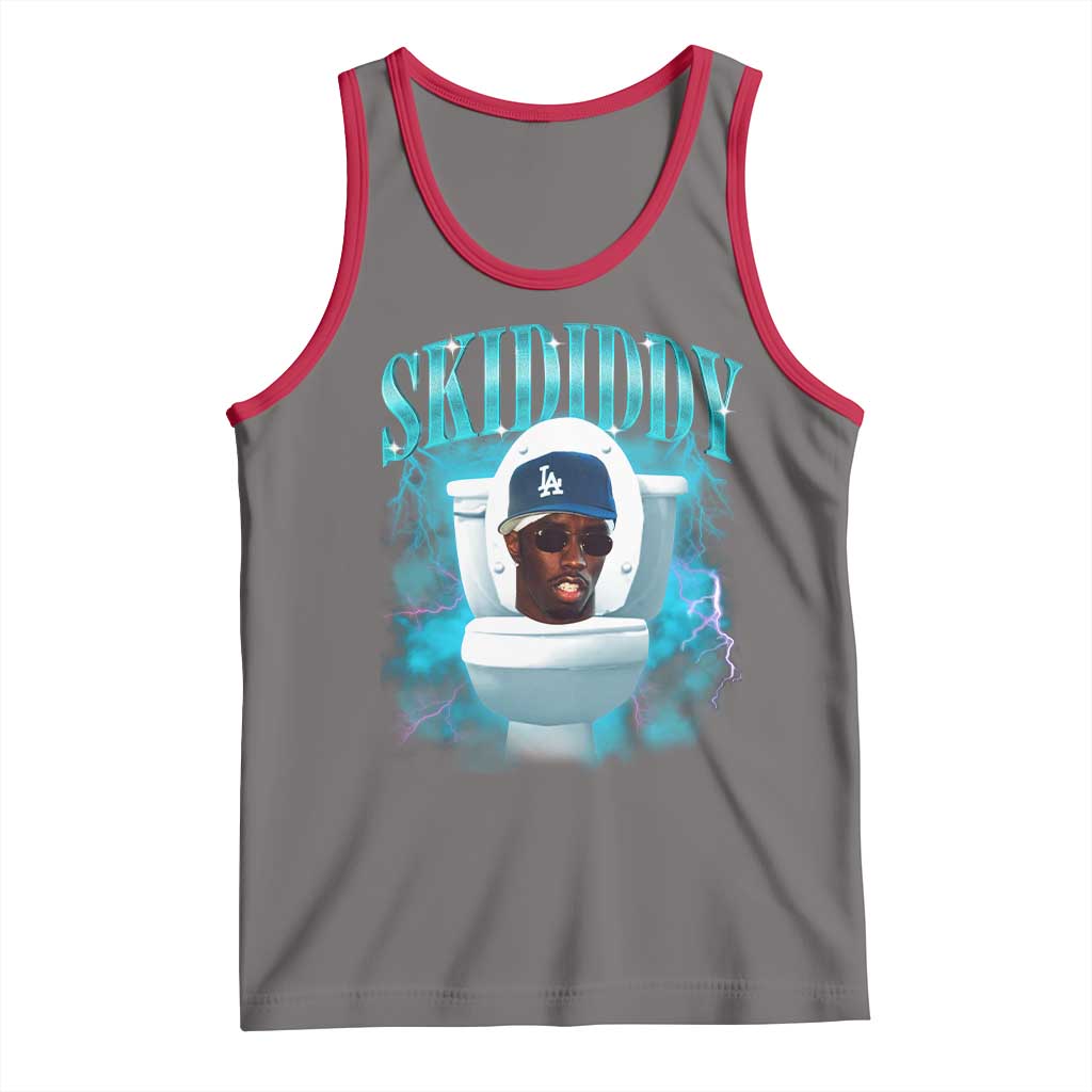 Funny Diddy Tank Top Diddy Skibidi Toilet Bootleg Meme TS10 Deep Heather Red Print Your Wear