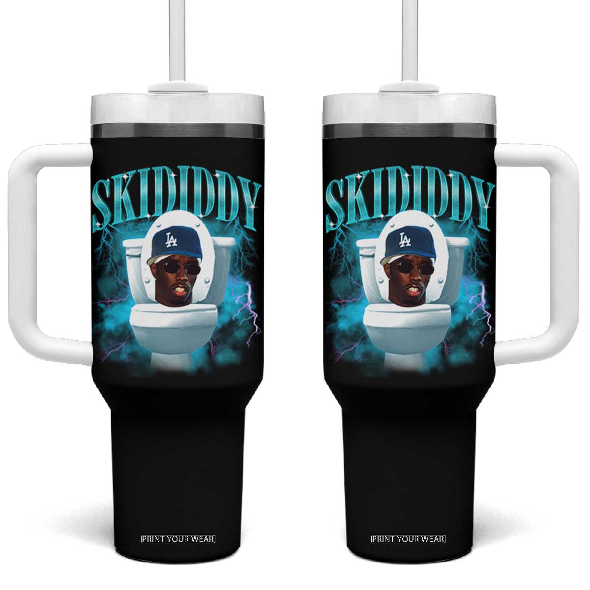 Funny Diddy Tumbler With Handle Diddy Skibidi Toilet Bootleg Meme TS10 One Size: 40 oz Black Print Your Wear