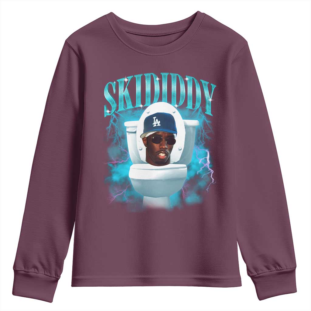 Funny Diddy Youth Sweatshirt Diddy Skibidi Toilet Bootleg Meme TS10 Maroon Print Your Wear