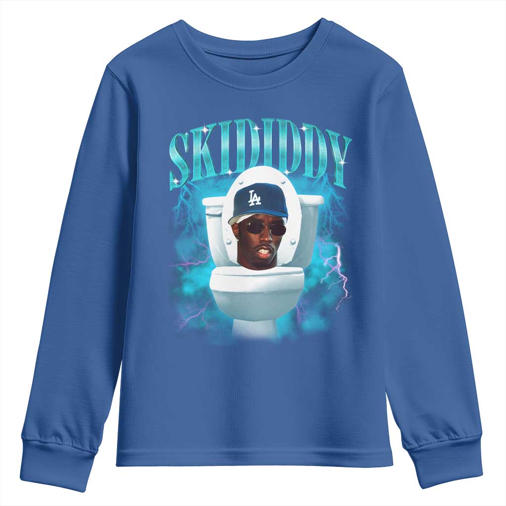 Funny Diddy Youth Sweatshirt Diddy Skibidi Toilet Bootleg Meme TS10 Royal Blue Print Your Wear
