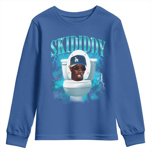 Funny Diddy Youth Sweatshirt Diddy Skibidi Toilet Bootleg Meme TS10 Royal Blue Print Your Wear