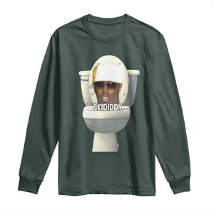 Funny Diddy Long Sleeve Shirt Diddy Skibidi Toilet Meme TS10 Dark Forest Green Print Your Wear