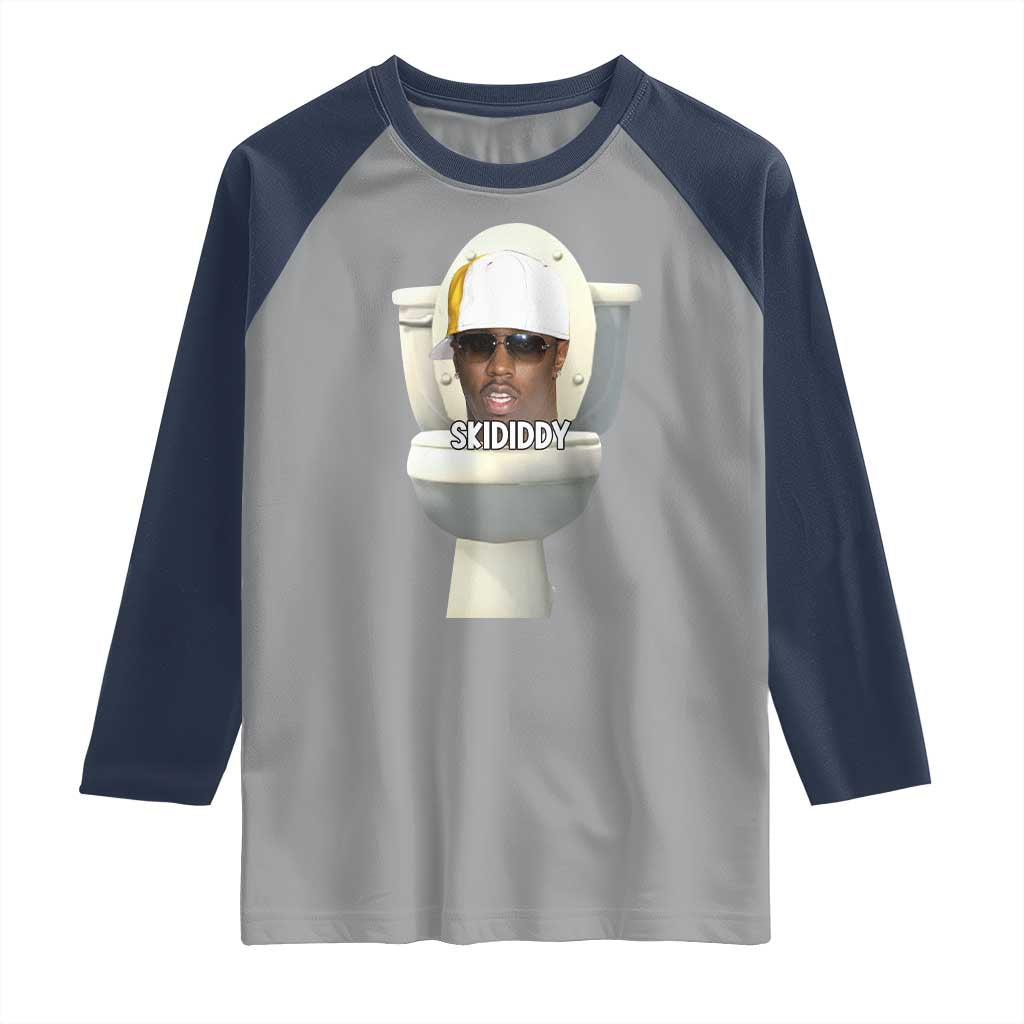 Funny Diddy Raglan Shirt Diddy Skibidi Toilet Meme TS10 Sport Gray Navy Print Your Wear