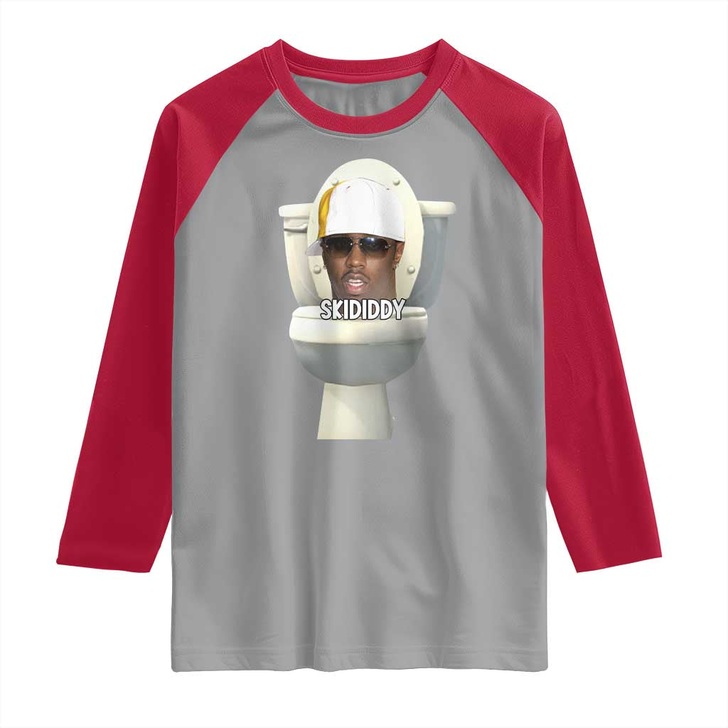 Funny Diddy Raglan Shirt Diddy Skibidi Toilet Meme TS10 Sport Gray Red Print Your Wear