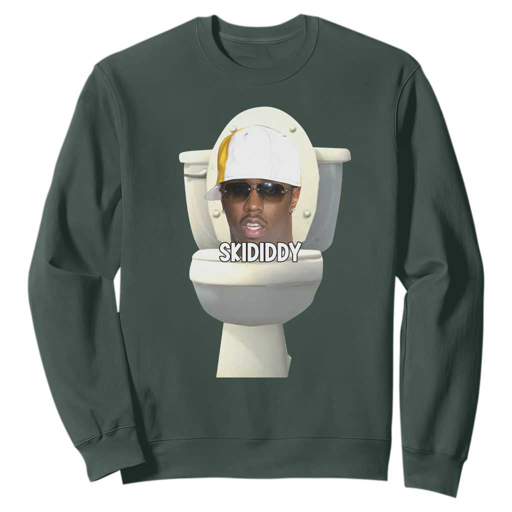 Funny Diddy Sweatshirt Diddy Skibidi Toilet Meme TS10 Dark Forest Green Print Your Wear