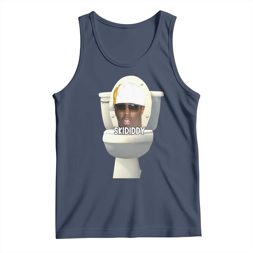 Funny Diddy Tank Top Diddy Skibidi Toilet Meme TS10 Navy Print Your Wear