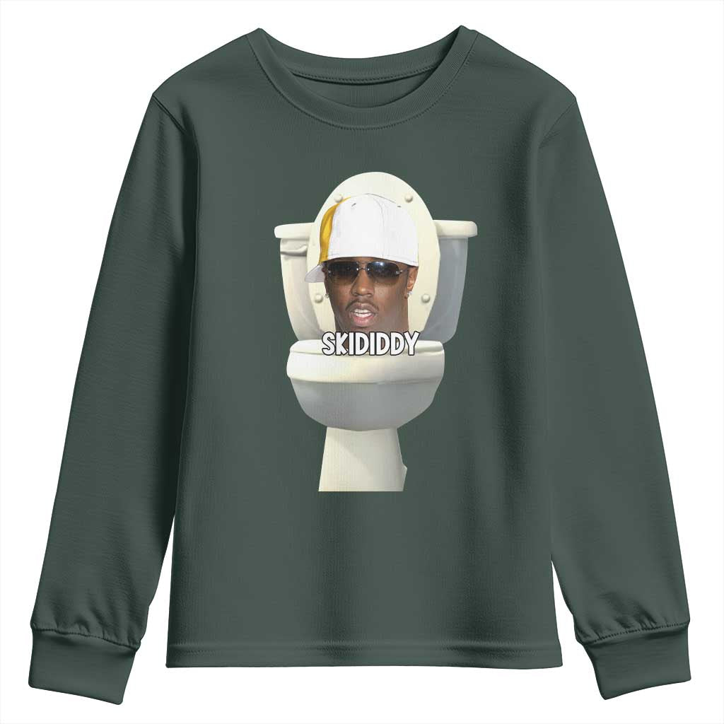 Funny Diddy Youth Sweatshirt Diddy Skibidi Toilet Meme TS10 Dark Forest Green Print Your Wear