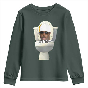 Funny Diddy Youth Sweatshirt Diddy Skibidi Toilet Meme TS10 Dark Forest Green Print Your Wear