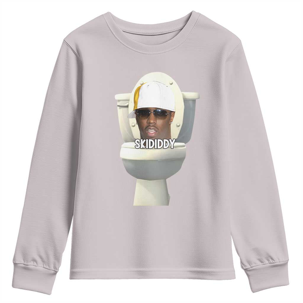 Funny Diddy Youth Sweatshirt Diddy Skibidi Toilet Meme TS10 Ice Gray Print Your Wear