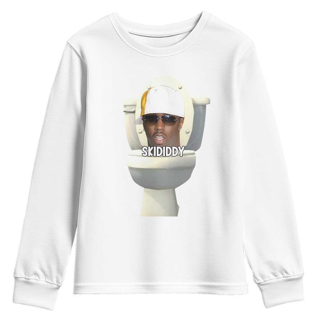 Funny Diddy Youth Sweatshirt Diddy Skibidi Toilet Meme TS10 White Print Your Wear