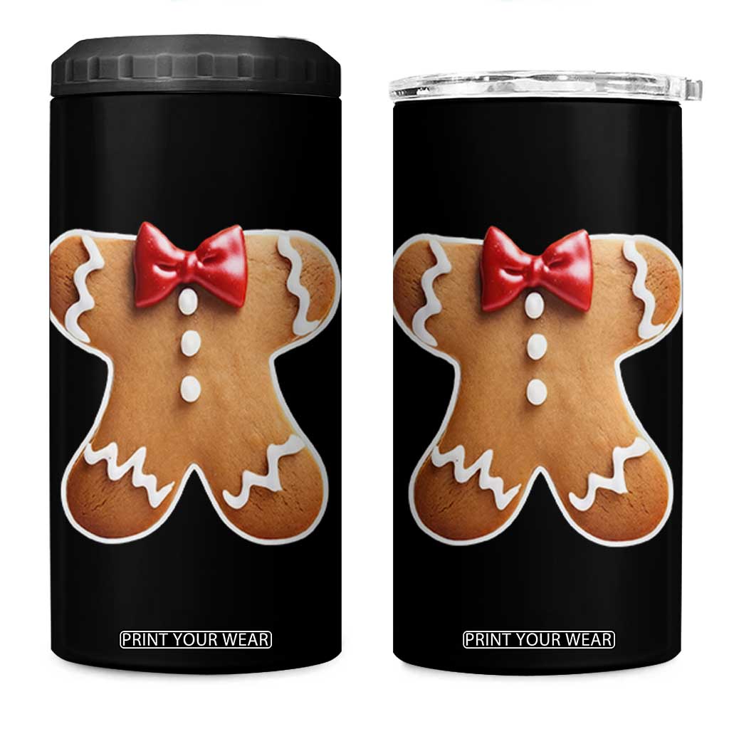 Gingerbread Man 4 in 1 Can Cooler Tumbler Christmas Cookie Costume TS10 One Size: 16 oz Black Print Your Wear