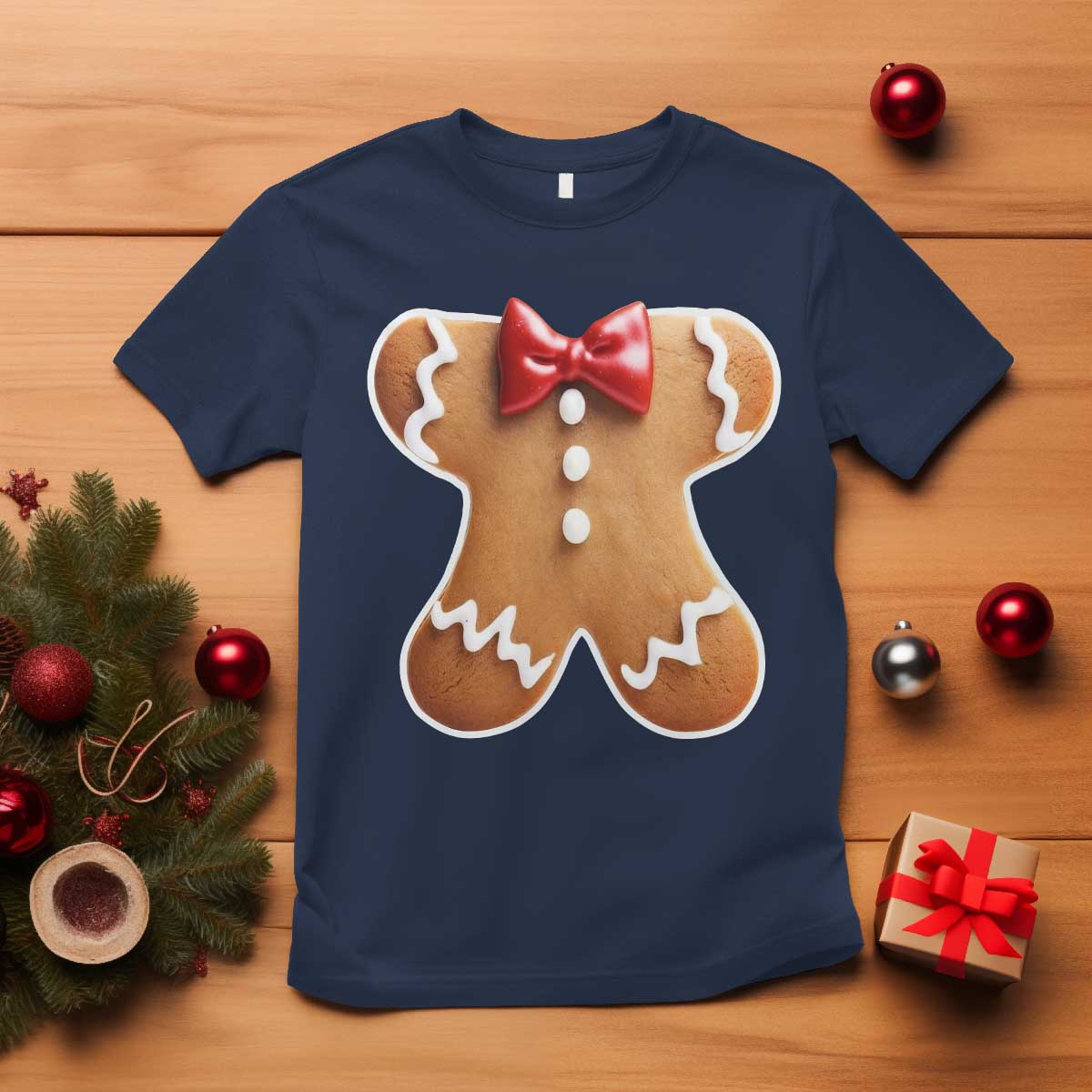 Gingerbread Man T Shirt Christmas Cookie Costume TS10 Navy Print Your Wear