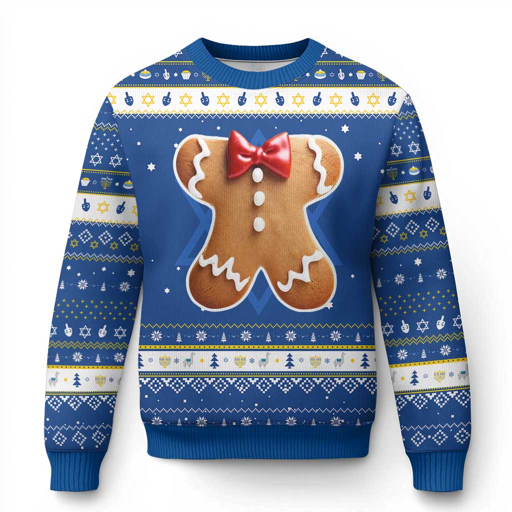 Gingerbread Man Hanukkah Ugly Sweater Christmas Cookie Costume TS10 Blue White Print Your Wear