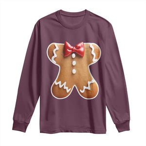 Gingerbread Man Long Sleeve Shirt Christmas Cookie Costume TS10 Maroon Print Your Wear