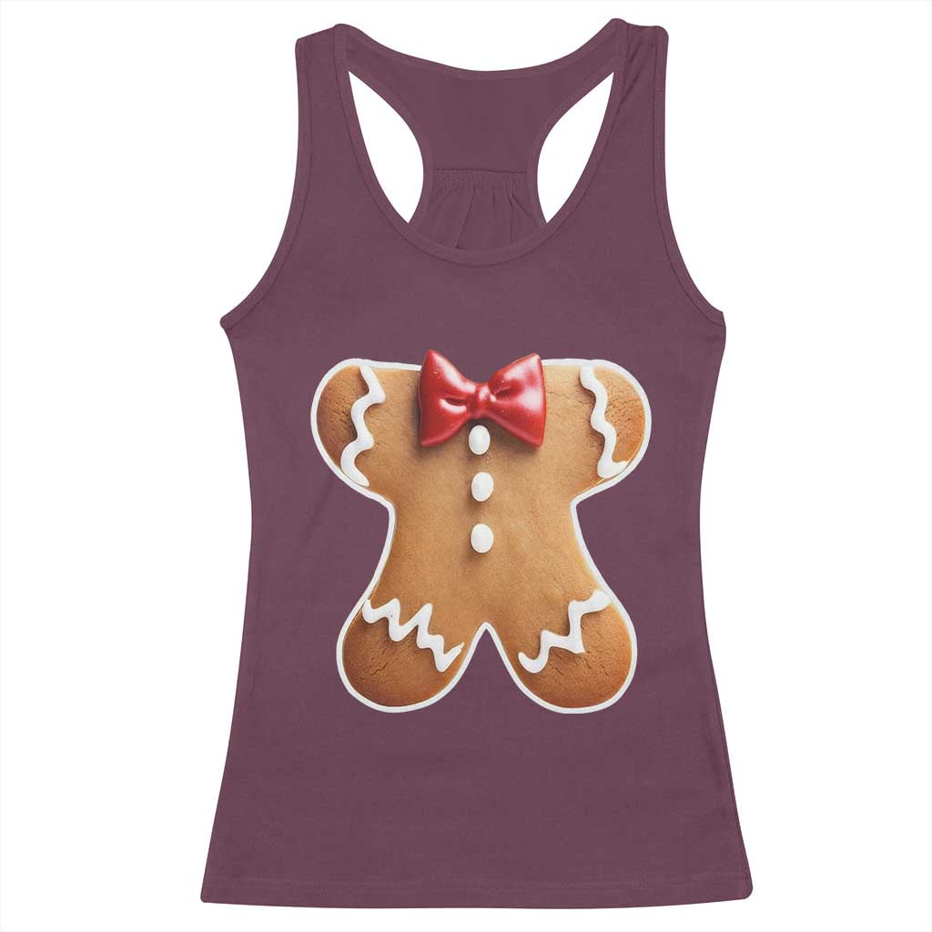 Gingerbread Man Racerback Tank Top Christmas Cookie Costume TS10 Maroon Print Your Wear
