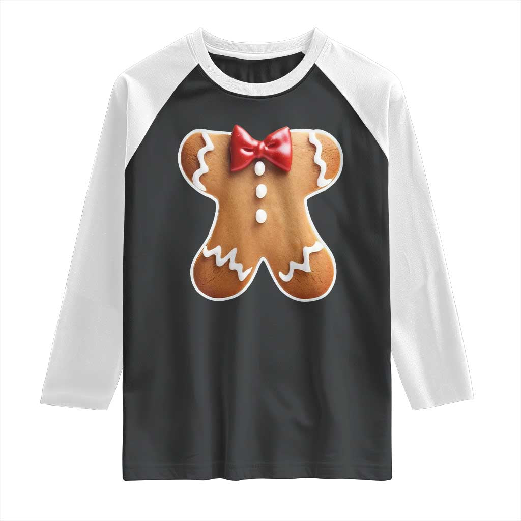 Gingerbread Man Raglan Shirt Christmas Cookie Costume TS10 Black White Print Your Wear