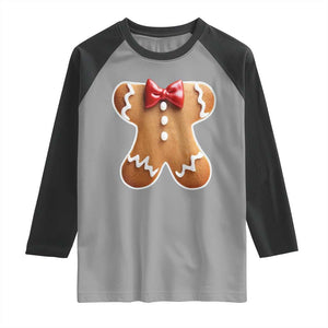 Gingerbread Man Raglan Shirt Christmas Cookie Costume TS10 Sport Gray Black Print Your Wear