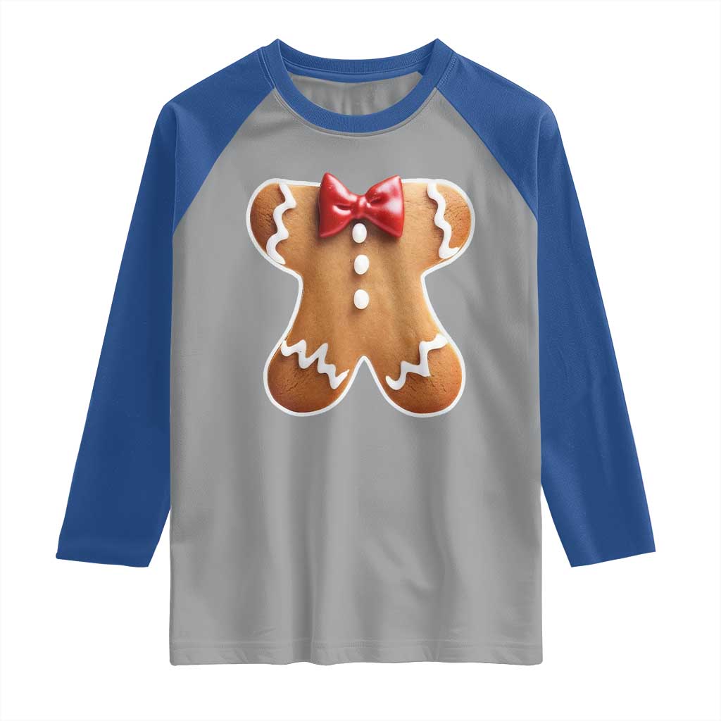 Gingerbread Man Raglan Shirt Christmas Cookie Costume TS10 Sport Gray Royal Print Your Wear