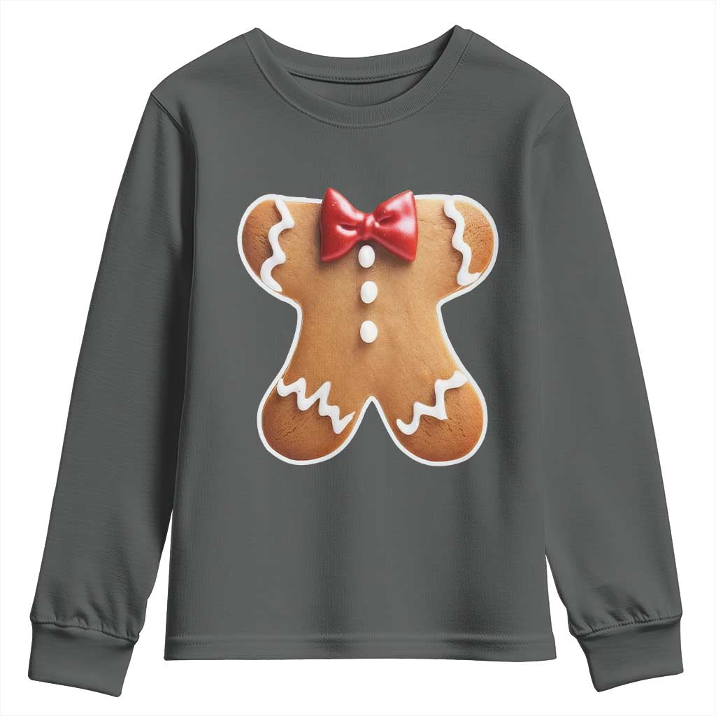 Gingerbread Man Youth Sweatshirt Christmas Cookie Costume TS10 Dark Heather Print Your Wear