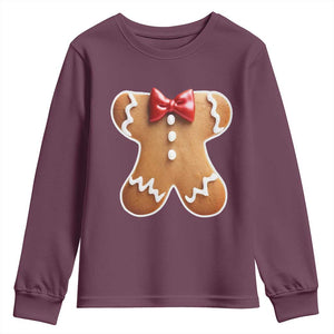 Gingerbread Man Youth Sweatshirt Christmas Cookie Costume TS10 Maroon Print Your Wear