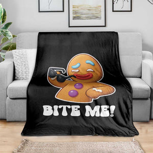 Funny Xmas Gingerbread Man Throw Blanket Funny Sexy Cookie Bite Me TS10 Print Your Wear