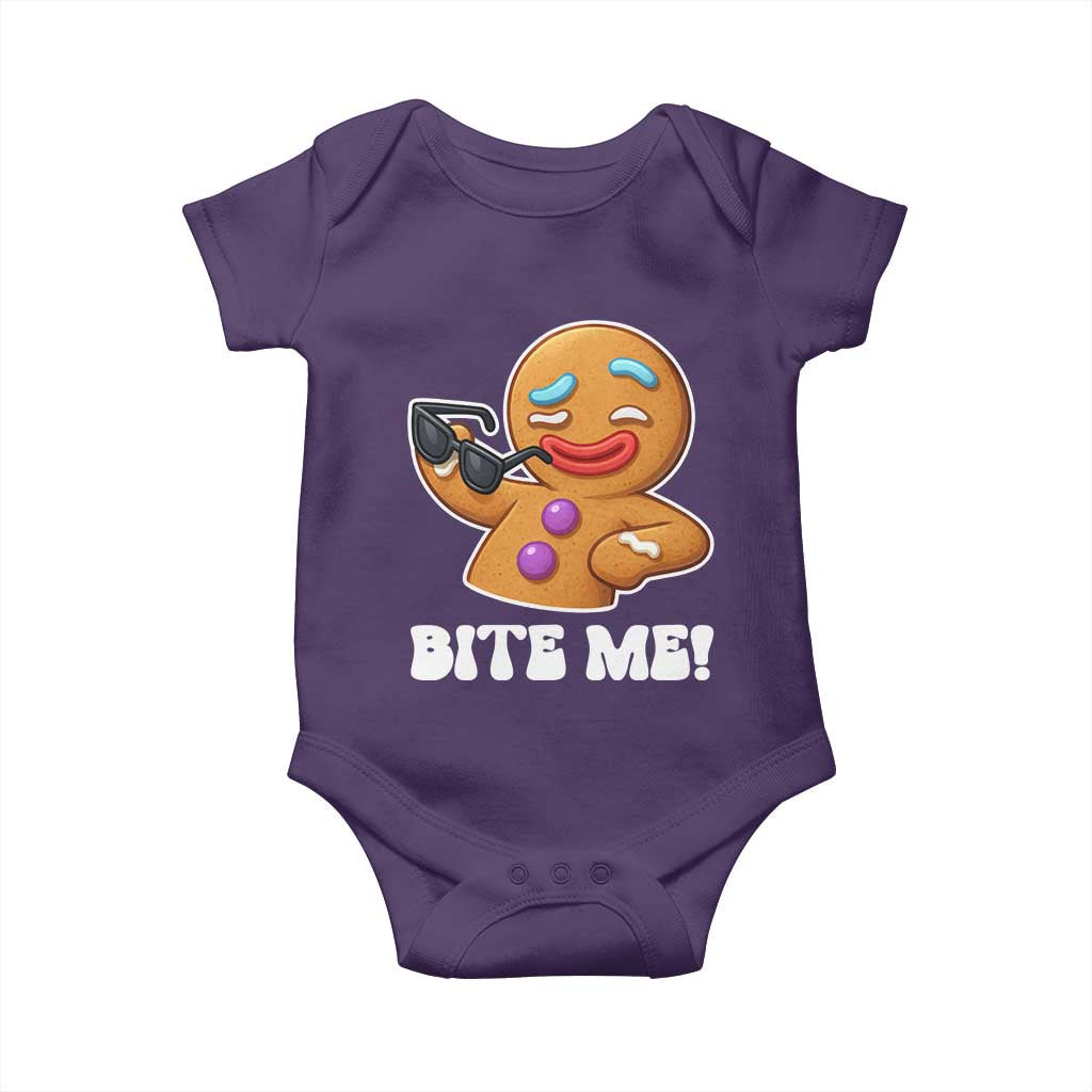 Funny Xmas Gingerbread Man Baby Onesie Funny Sexy Cookie Bite Me TS10 Purple Print Your Wear