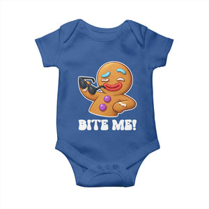 Funny Xmas Gingerbread Man Baby Onesie Funny Sexy Cookie Bite Me TS10 Royal Blue Print Your Wear