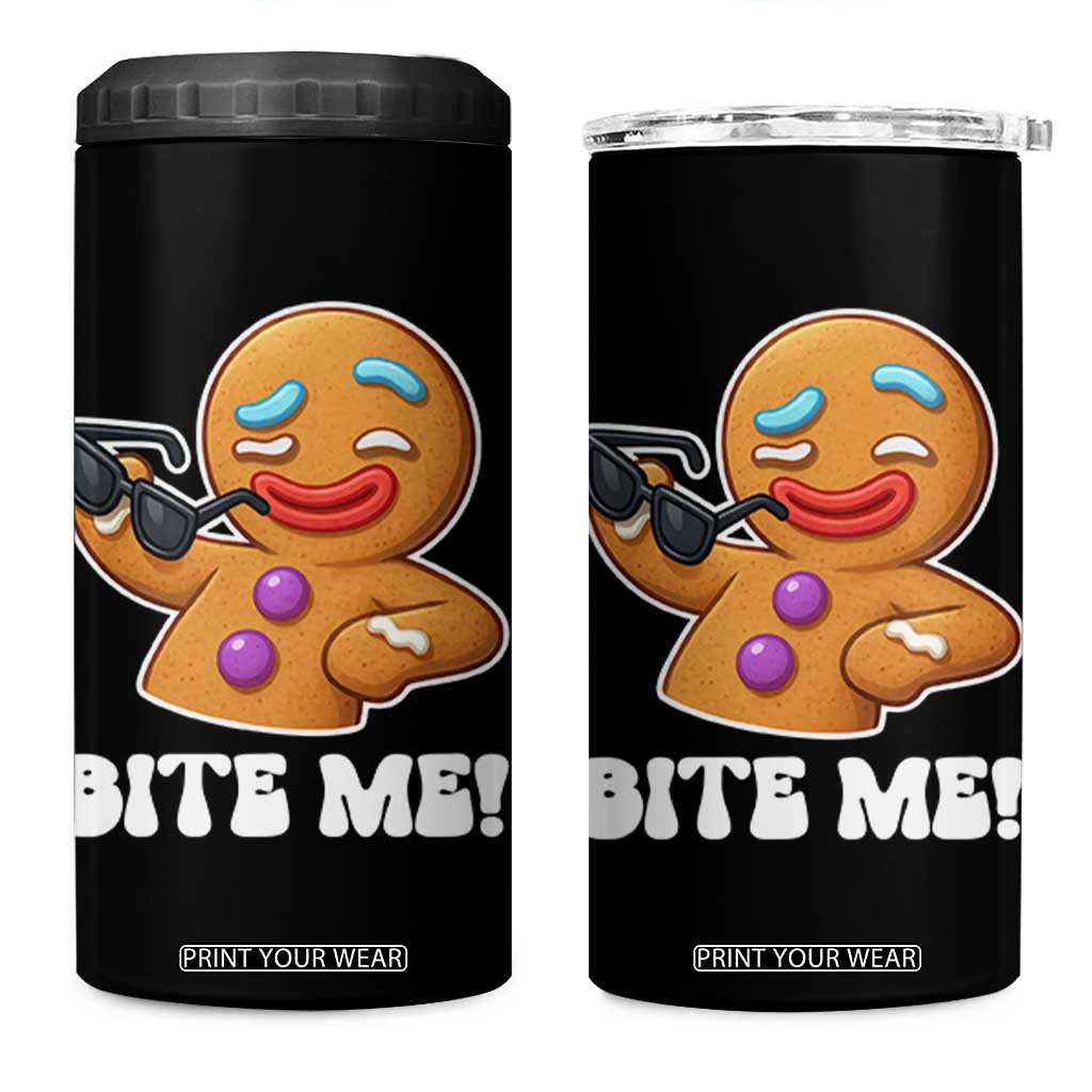 Funny Xmas Gingerbread Man 4 in 1 Can Cooler Tumbler Funny Sexy Cookie Bite Me TS10 One Size: 16 oz Black Print Your Wear