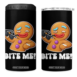 Funny Xmas Gingerbread Man 4 in 1 Can Cooler Tumbler Funny Sexy Cookie Bite Me TS10 One Size: 16 oz Black Print Your Wear
