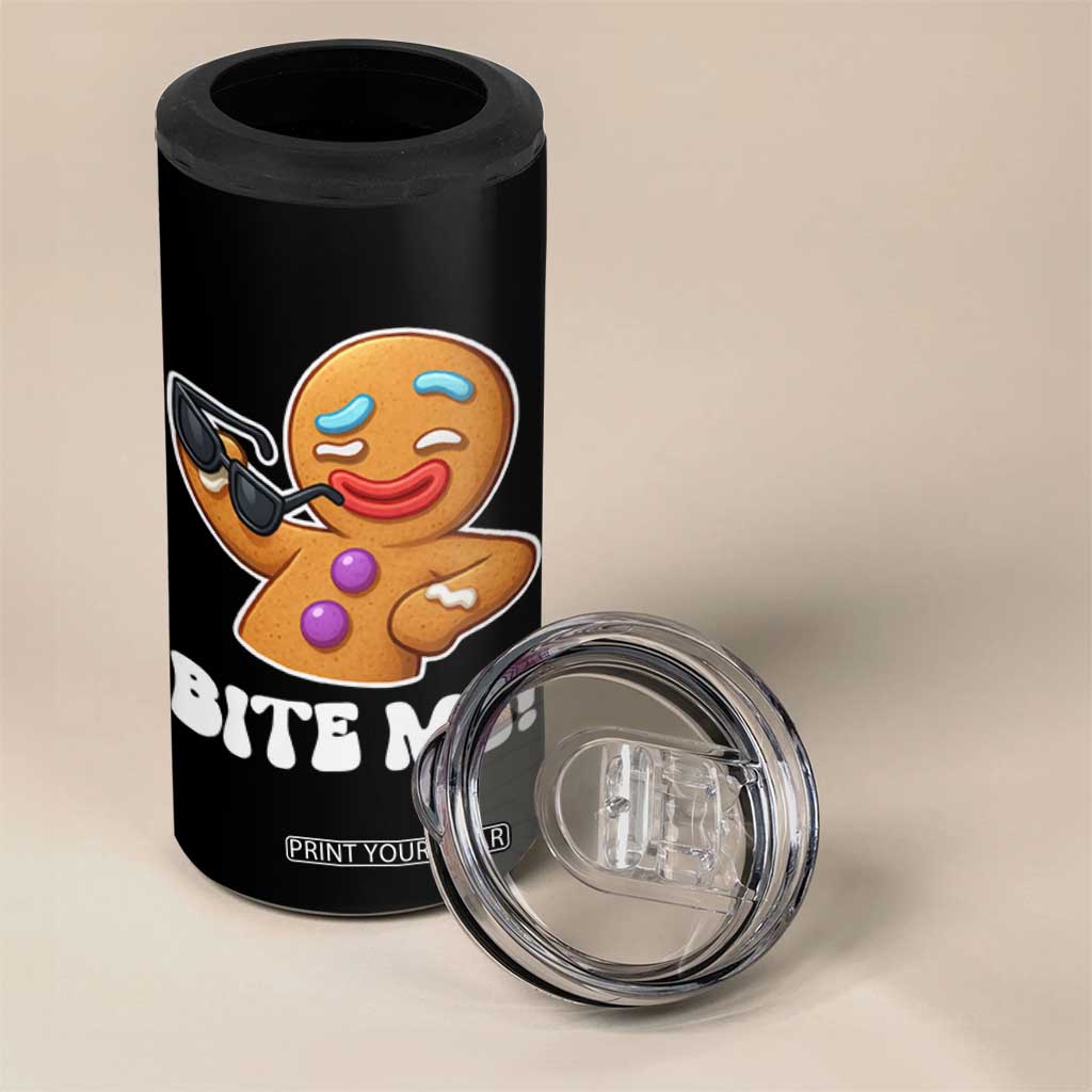 Funny Xmas Gingerbread Man 4 in 1 Can Cooler Tumbler Funny Sexy Cookie Bite Me TS10 Print Your Wear