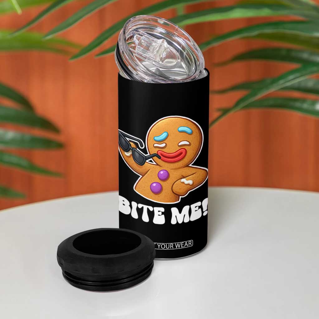 Funny Xmas Gingerbread Man 4 in 1 Can Cooler Tumbler Funny Sexy Cookie Bite Me TS10 Print Your Wear