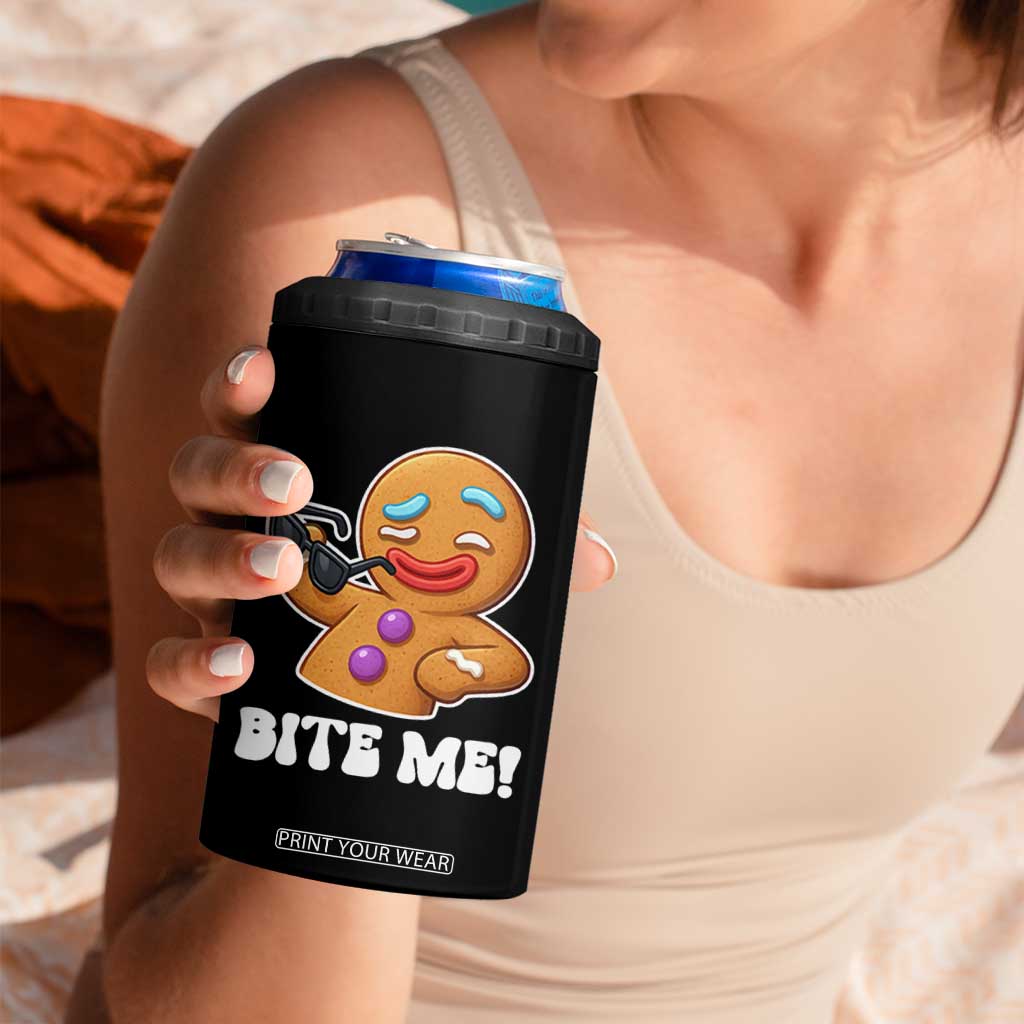 Funny Xmas Gingerbread Man 4 in 1 Can Cooler Tumbler Funny Sexy Cookie Bite Me TS10 Print Your Wear