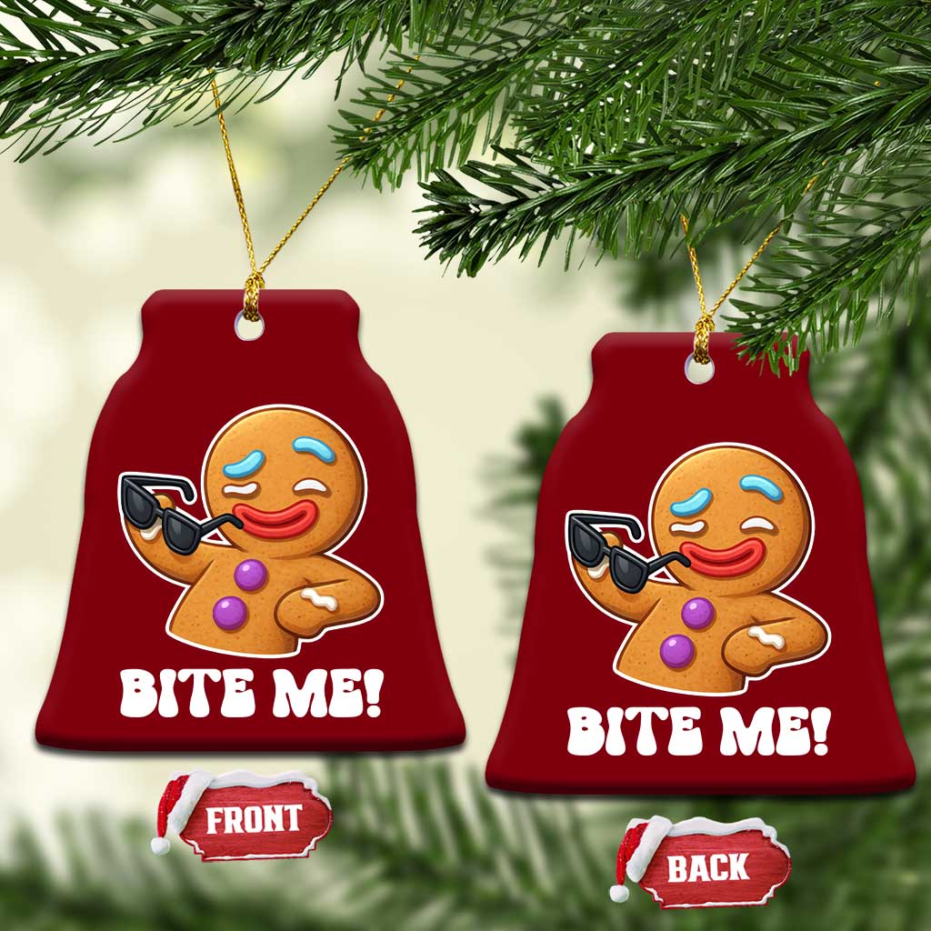 Funny Xmas Gingerbread Man Ceramic Ornament Funny Sexy Cookie Bite Me TS10 Print Your Wear
