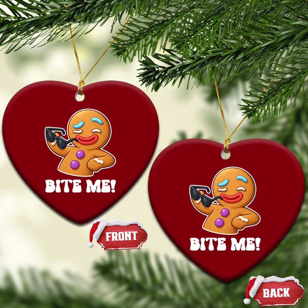 Funny Xmas Gingerbread Man Ceramic Ornament Funny Sexy Cookie Bite Me TS10 Print Your Wear