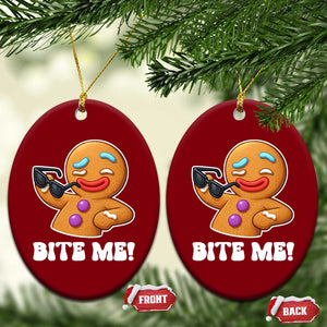 Funny Xmas Gingerbread Man Ceramic Ornament Funny Sexy Cookie Bite Me TS10 Print Your Wear