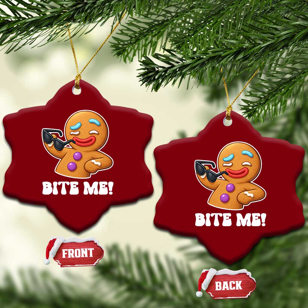 Funny Xmas Gingerbread Man Ceramic Ornament Funny Sexy Cookie Bite Me TS10 Print Your Wear