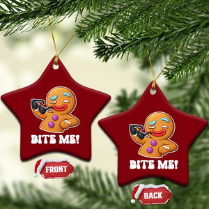 Funny Xmas Gingerbread Man Ceramic Ornament Funny Sexy Cookie Bite Me TS10 Print Your Wear