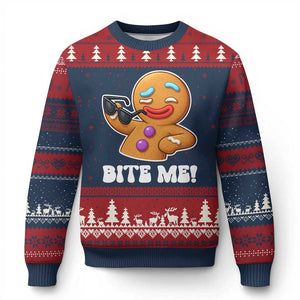 Funny Xmas Gingerbread Man Ugly Christmas Sweater Funny Sexy Cookie Bite Me TS10 Navy Red Print Your Wear