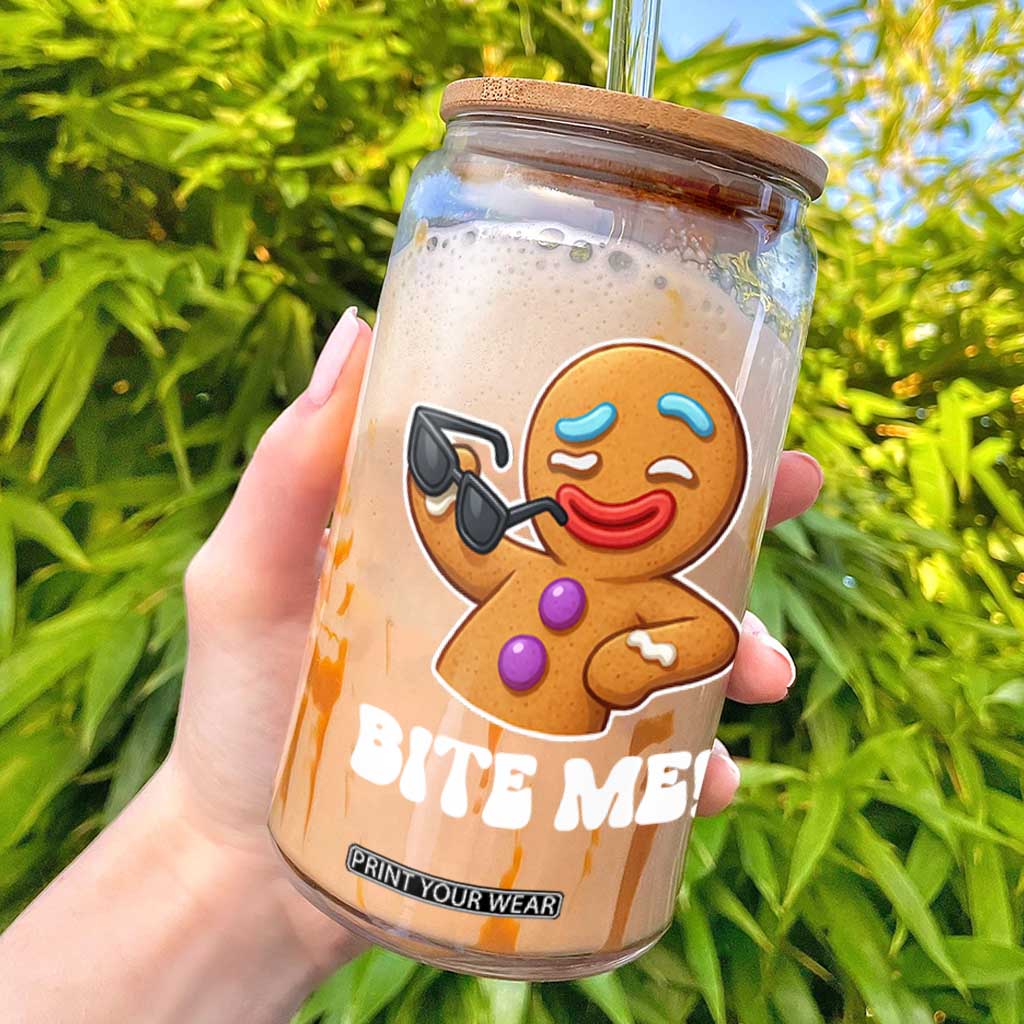 Funny Xmas Gingerbread Man Glass Can Funny Sexy Cookie Bite Me TS10 Black Print Your Wear
